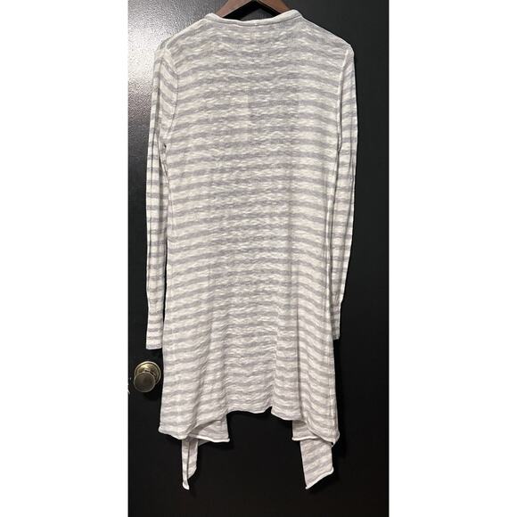 NWT Lovestitch Women's Open Front Striped Cardigan Sweater Size M Gray White - Picture 4 of 5